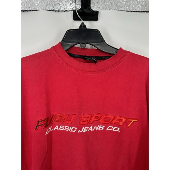 Fubu Sport Classic Jeans Co Embroidered Cropped Oversized Boxy Graphic Tee Large - Picture 5 of 9